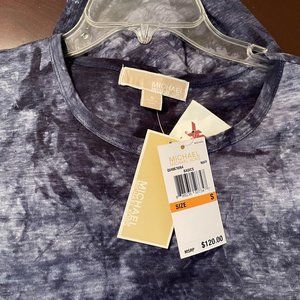 Michael Kors Navy Blue Graphic Print Maxi Dress tie dye print New w/Tags Size S